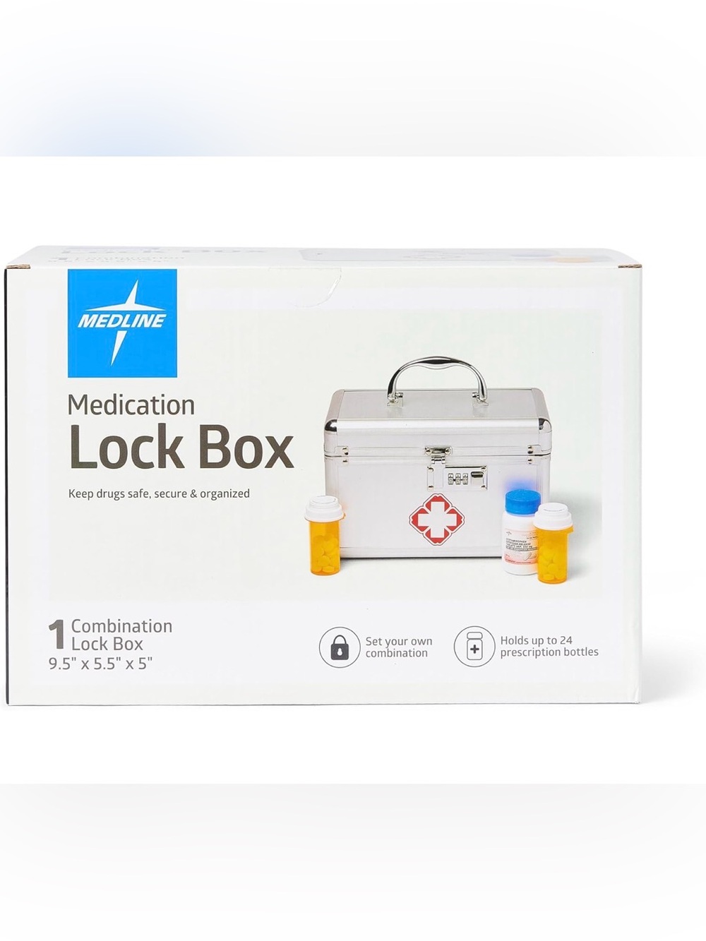 White Medication Lock Box - Combination Secure Storage